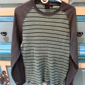 Men's Crewneck Long Sleeve Tee- Olive and Charcoal